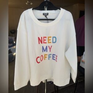 Plus Size Women’s Sweatshirt - White “NEED MY COFFEE”